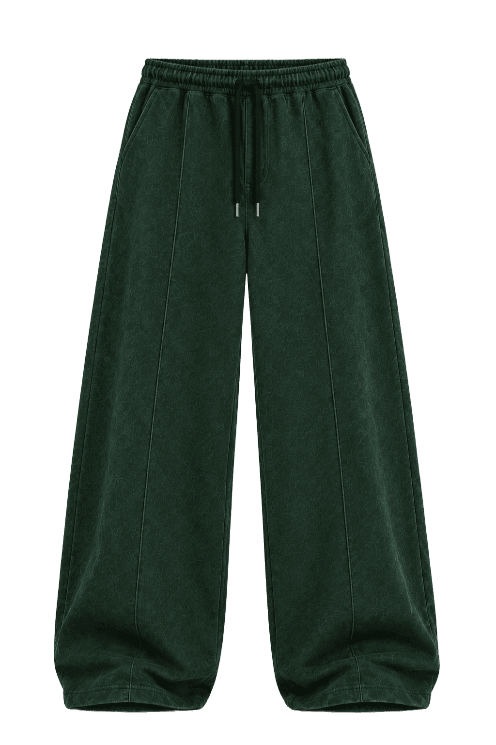 dark green Baggy Fleece Streetwear Sweatpants. view 2