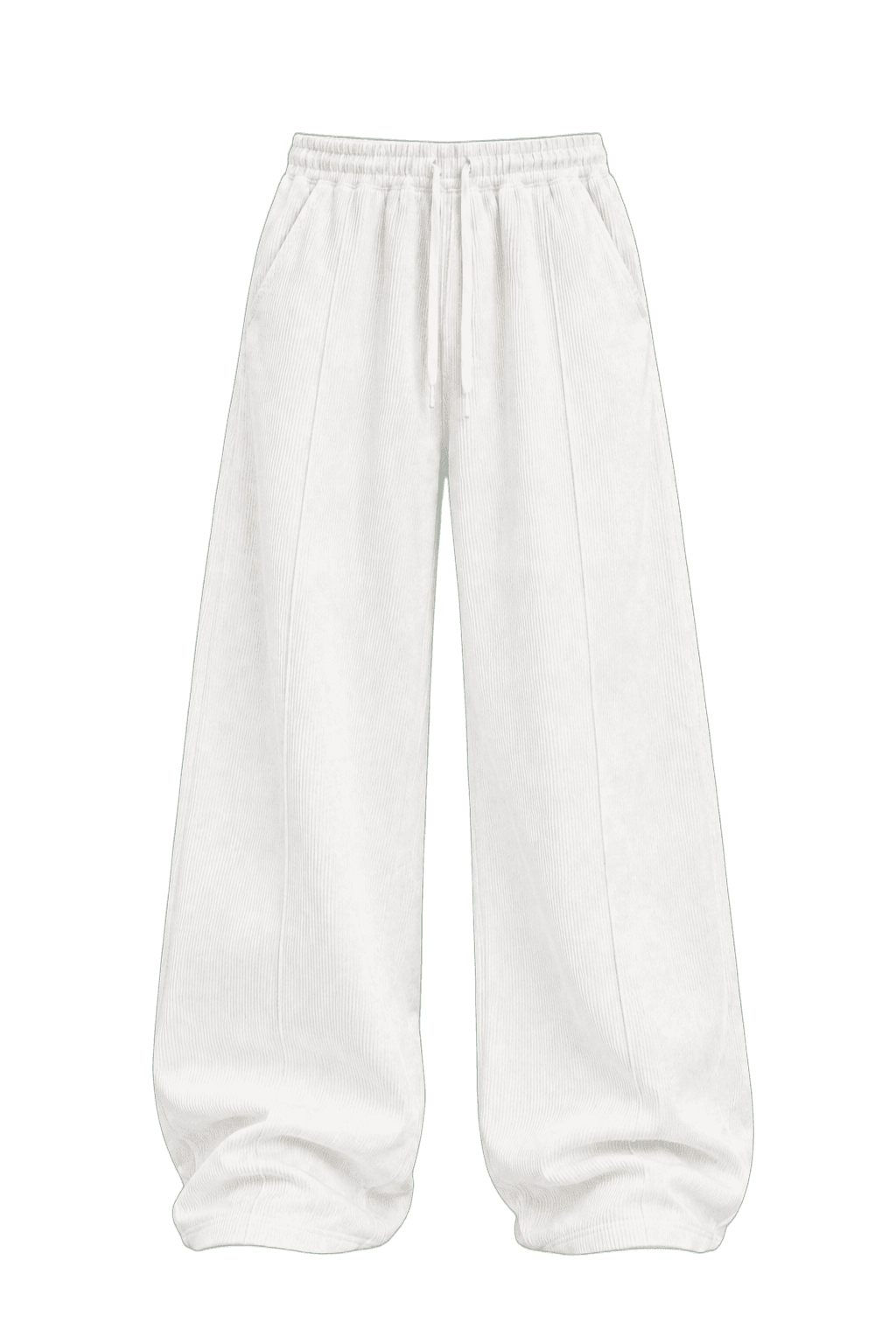 Chalk White Pleated Corduroy Trousers view 2
