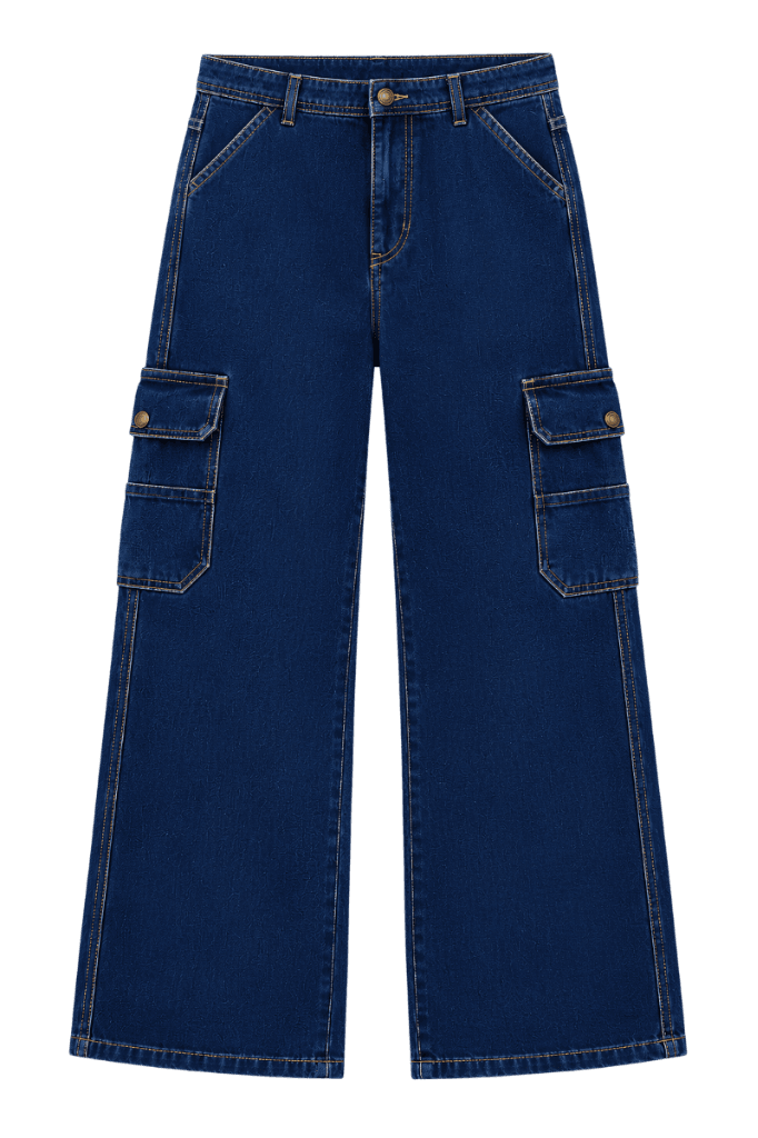 Archival Indigo Cargo Denim Pants cutout