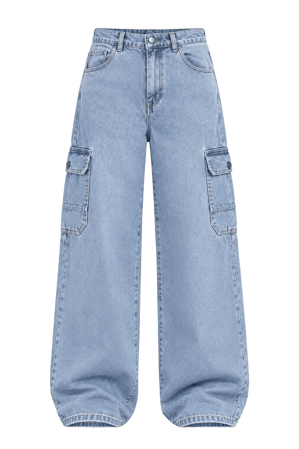 Light wash Wide-Leg Cargo jeans cutout