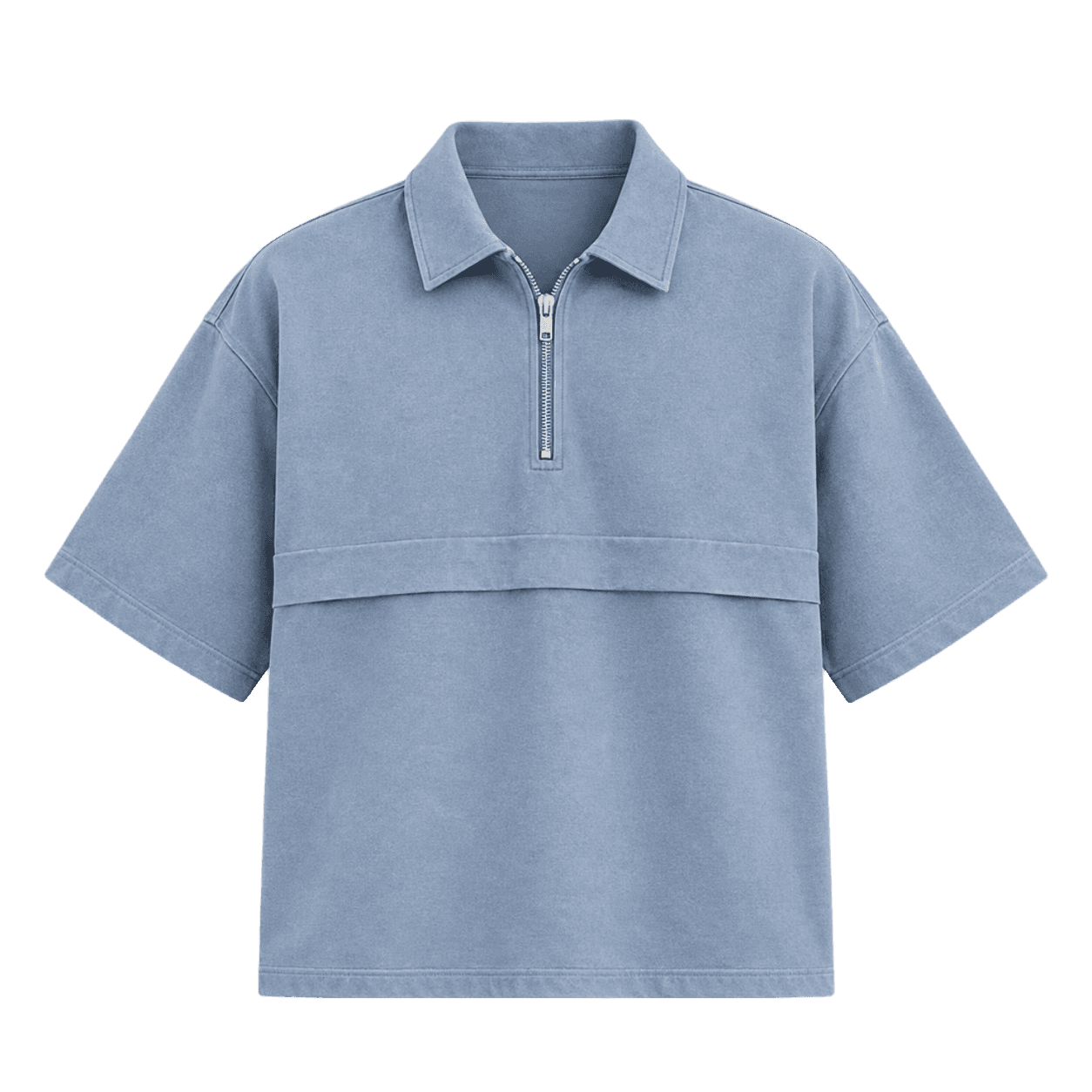 Light Blue APEX UTILITY ZIPPER POLO T-SHIRT cutout