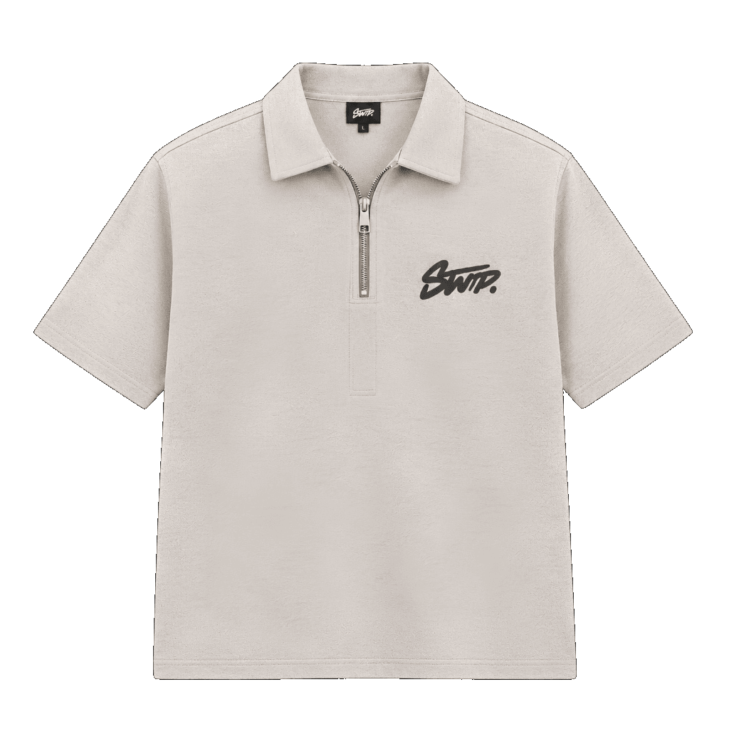 STWD Vintage Quarter-Zip Polo (Cream) cutout